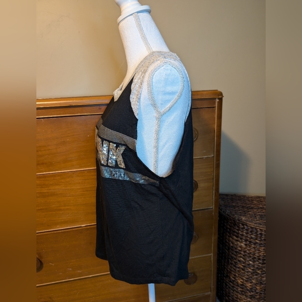 PINK By Victoria's Secret SEQUIN Silver BLING TANK TOP - Picture 6 of 11